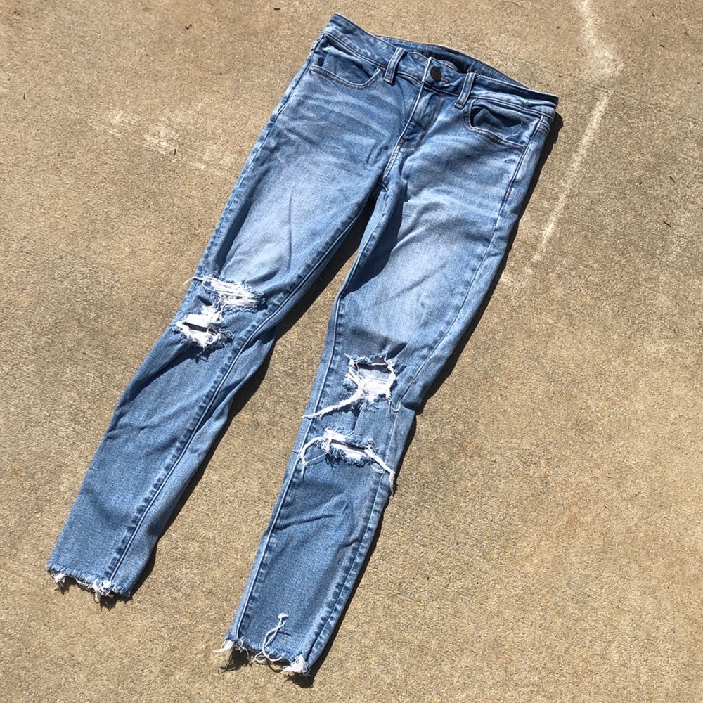 Distressed America Eagle Jeggings Skinny Jeans 4 Short